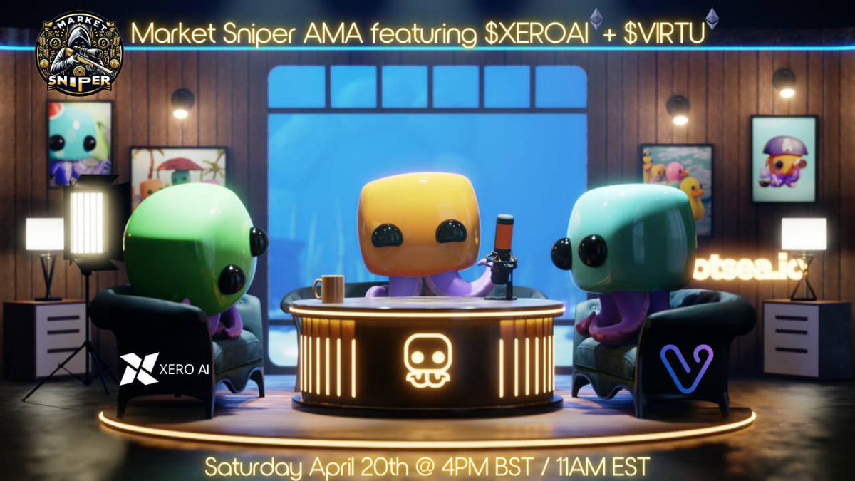 Don't miss our exclusive AMA session featuring @otseaerc20 and @xeroai_erc Happening this Saturday, April 20th, at 4 PM BST / 11 AM EST, on Market Sniper Telegram: T.me/Marketsniperch… Delve into the realms of $XEROAI, $OTSea, and $VIRTU innovative technology! #AMA