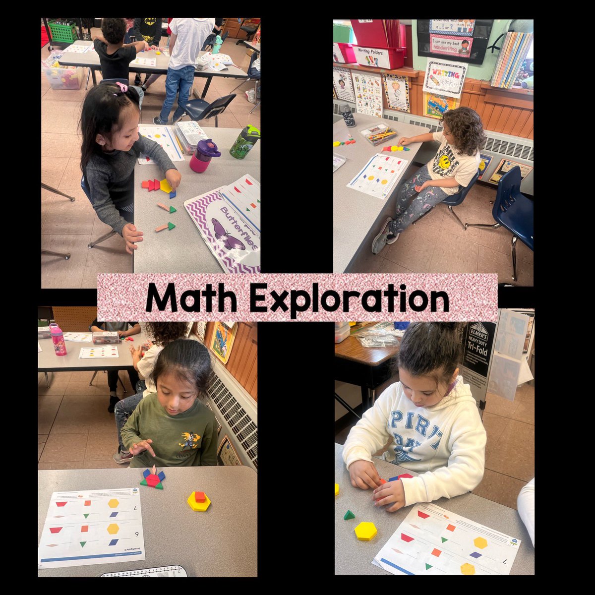 Maestrajenn's tweet photo. Students enjoyed this “discover” activity. They investigated and created a design using 6 and 7 pattern blocks. #decomposing6and7 #shapesrecognition #mathtalk #accountabletalk #mathematicseducationmonth @School5Yonkers @YonkersSchools https://t.co/KmqvwcpvH2