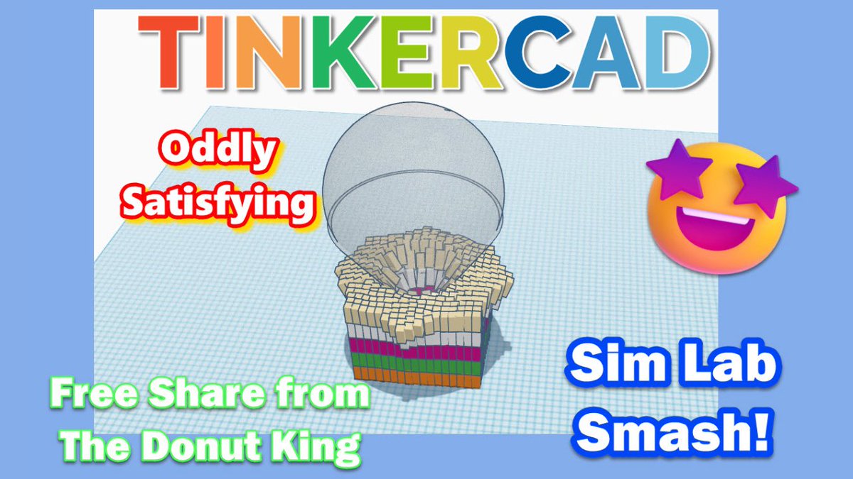 Check out this Oddly Satisfying Tinkercad Sim Lab Smash by the Donut King! Free to modify and test! #STEMForKids Free Project: bit.ly/dksmash Tutorial: youtu.be/cNU0QqB7fzM