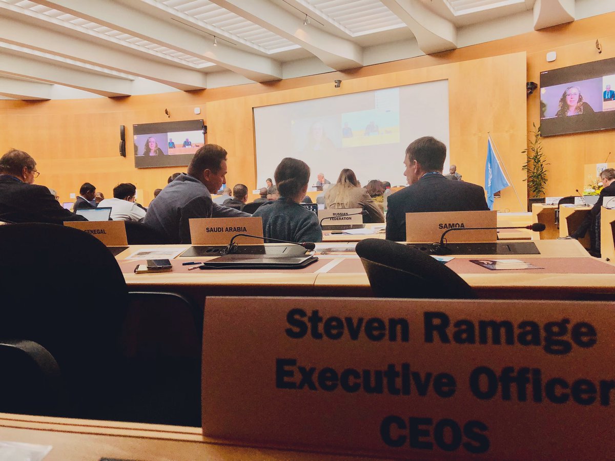 I’m @WMO Commission for Observations, Infrastructure and Information Systems (INFCOM) meeting representing @CEOSdotORG and our longstanding partnership, notably #satellite data for #climate policy and early warning for #disasters