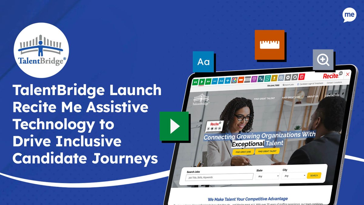 We are excited to work with TalentBridge in their mission to break down digital barriers for candidates everywhere 💼

Read more about this exciting news: eu1.hubs.ly/H08GSsM0

#Staffing #DigitalAccessibility #GetToKnowYourCustomersDay #InclusiveRecruitment
