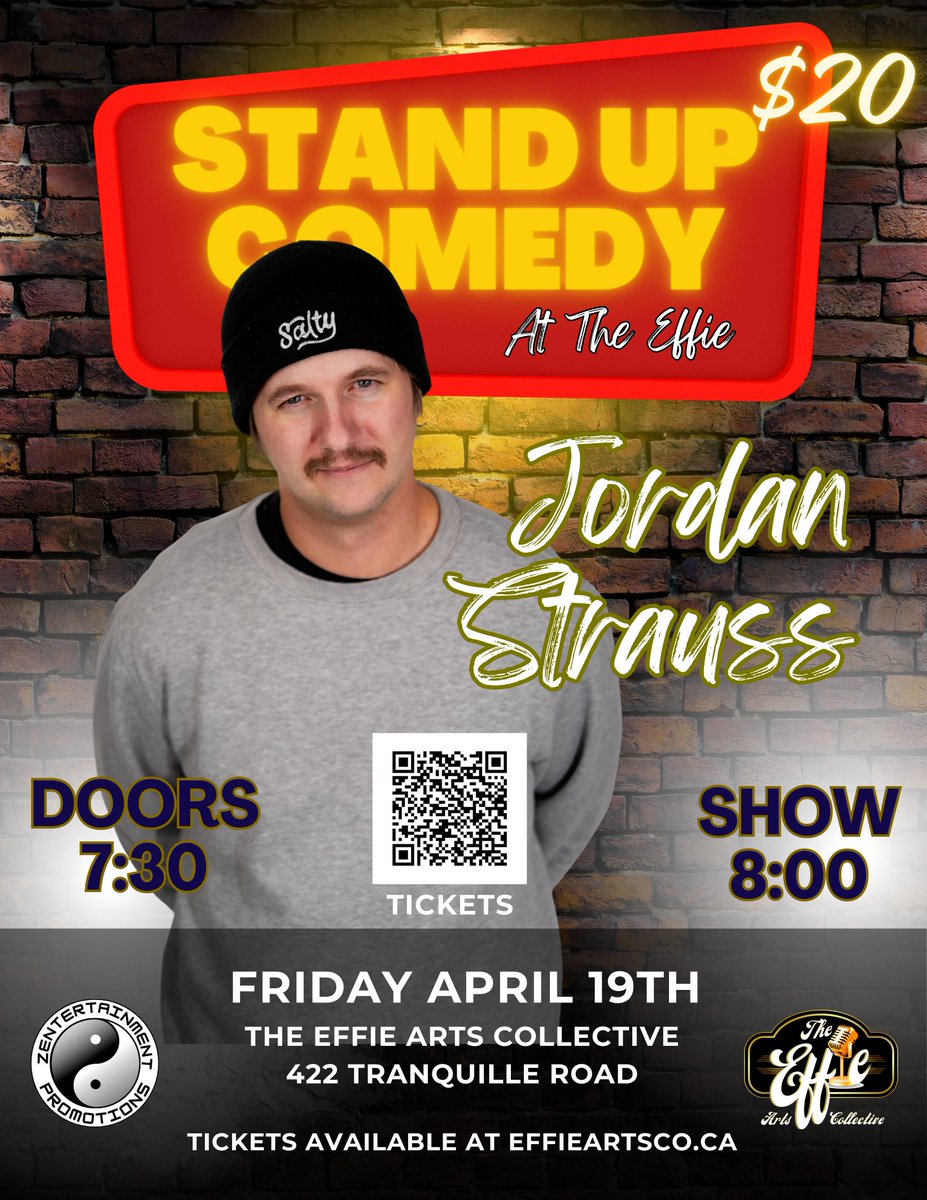 Zentertainpro's tweet photo. JORDAN STRAUSS Friday (Apr 19th) in #Kamloops #TheEffie #standupcomedy

https://t.co/1pbGpmhkVD https://t.co/hiopx8Cqw1