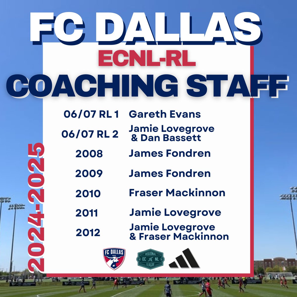 🚨📢 FC DALLAS 2024/25 ECNL-RL COACHING SLATE 📢🚨 We are proud and excited to announce our FC Dallas Girls Academy ECNL-RL Coaching Slate for the upcoming 2024/25 season 🔥🌟 📈 Try out information coming very soon! #DTID 💙❤️💙 @ecnlgirls | @fcdallas | #HeartAndHustle
