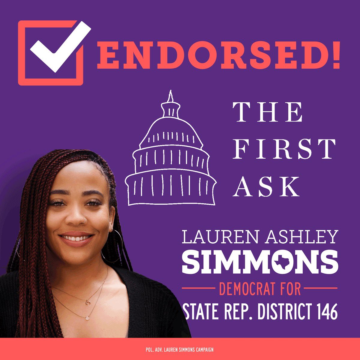 Thank you to @TheFirstAsk for your support! The First Ask advances the representation and influence of progressive women in state legislatures across the nation. I’m all in! #HD146 #txlege