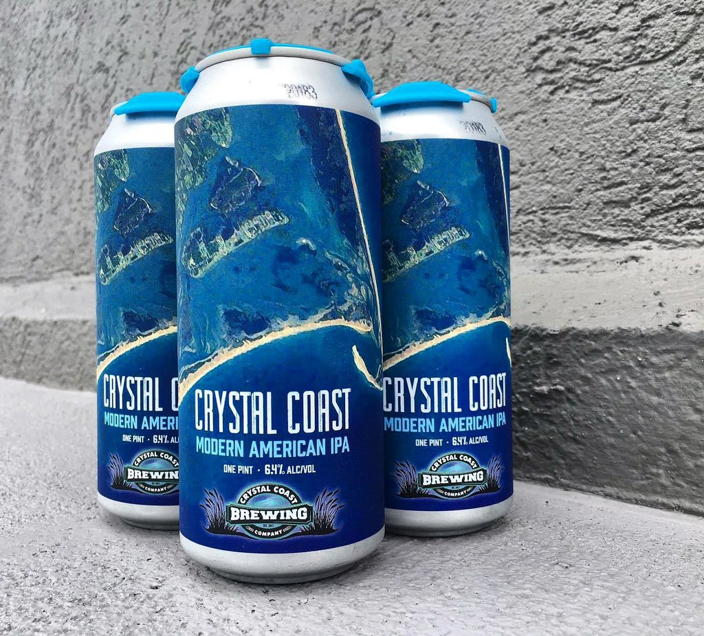 Crystal Coast IPA is BACK in 4-packs to-go and on tap! 🙌🏼