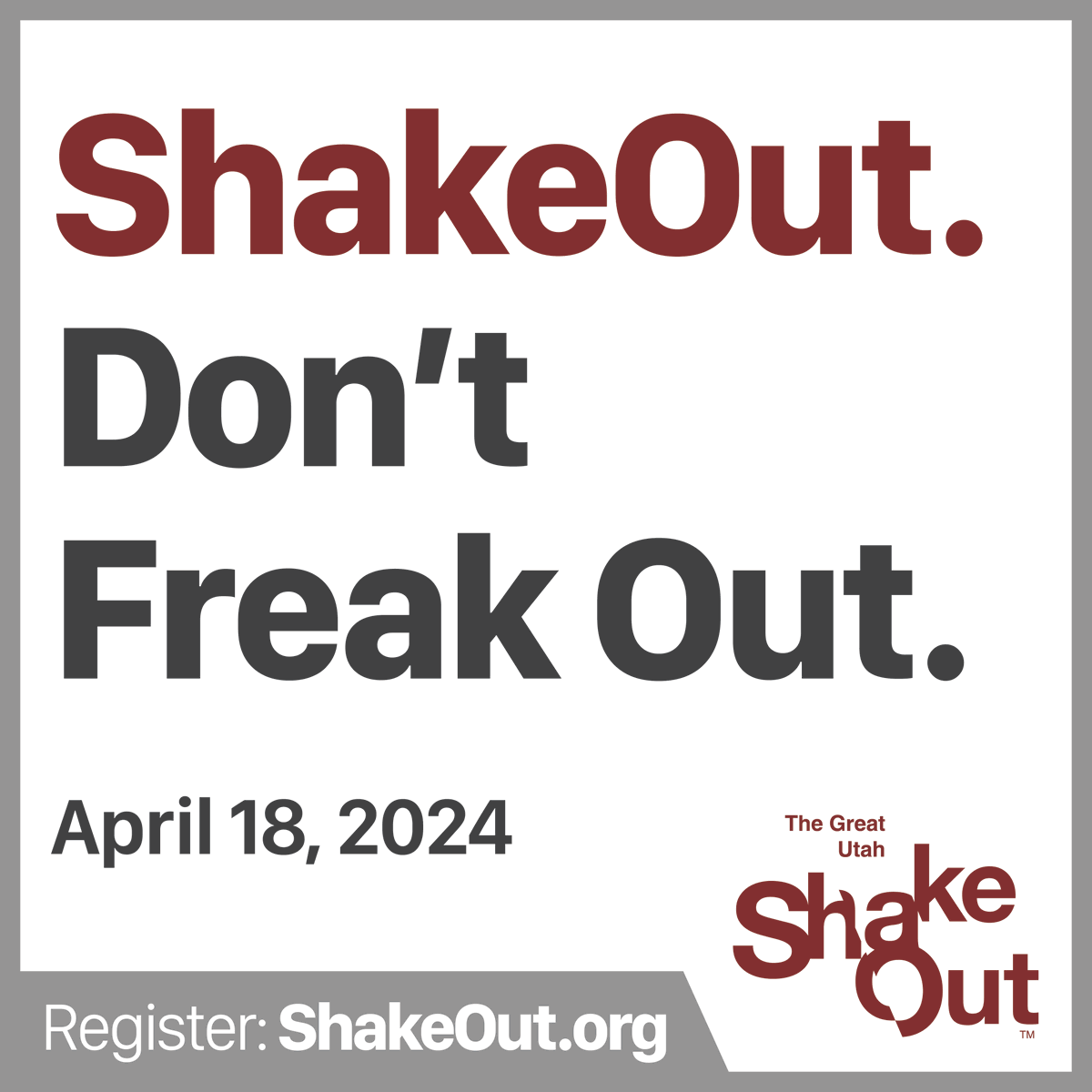 Don't forget to drop, cover, and hold on today at 10:15 am because it's the Great Utah Shakeout! Let's ensure we're all prepared for any seismic event. Join us as we participate in the largest earthquake drill in the state. Register here–shakeout.org/utah #ShakeOut2024