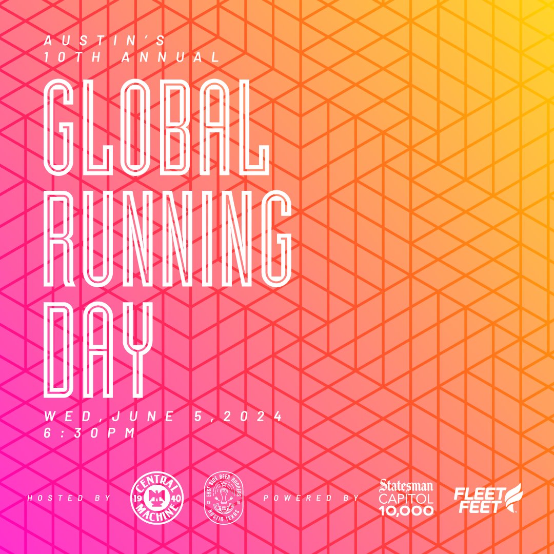 In celebration of Global Running Day, East Side Beer Runners, Central Machine Works (CMW), Statesman Cap10K and Fleet Feet are partnering for a free social run on Wednesday, June 5, 2024, at CMW in East Austin. cap10k.com/GLobal-running…
