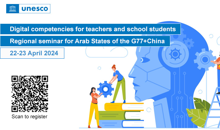 Join us on 22-23 April for the first seminar of the series dedicated to #digital competencies for #teachers and school #students in Member States of the Group of 77 plus China. The first regional seminar will focus on Arab States. Register now: unesco-org.zoom.us/webinar/regist…