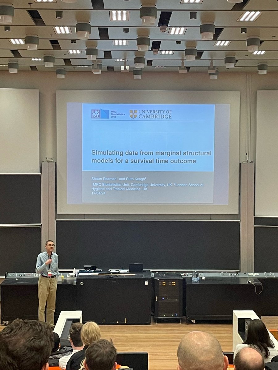 Great BSU representation at #EuroCIM 🤩

Shaun Seaman speaking on "Simulating data from marginal structural models for a survival outcome" 

Plus PhD students <a href="/luka_kovacc/">Luka Kovačević</a> &amp; <a href="/PinLukas96/">Lukas Pin</a> are presenting posters