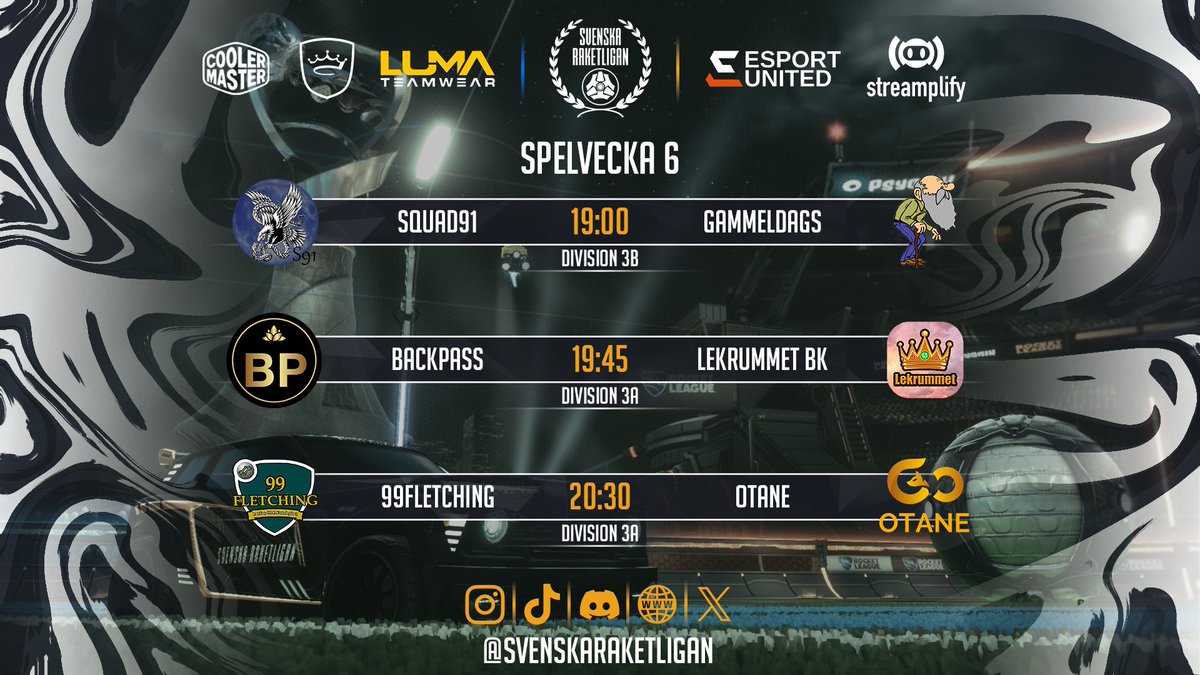 Division 3-drama! Divisionen där legender föds 👊

In och följ spänningen ikväll!

🕖: 19:00
🎙️: <a href="/IIRawPotatoII1/">Poe</a> &amp; <a href="/Vyn0EU/">Vyn0</a>
📺: Twitch.tv/svenskaraketli…