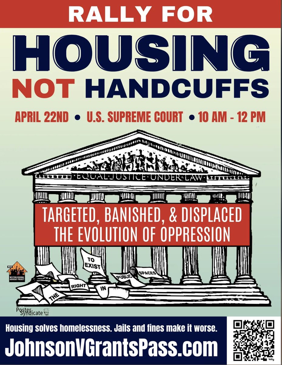🚨URGENT: #SCOTUS will hear Johnson v. Grants Pass, a case that could reshape how cities address homelessness. It's cruel to punish people for sleeping outside, especially when there's no safe shelter. Let's prioritize housing, not arrests or fines! bit.ly/jvgp224
