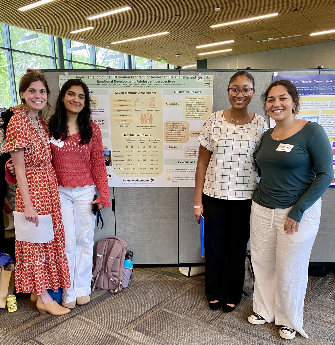 So proud of our global health @BassConnections team as we wrap up our project focused on addressing adolescent mental health and intimate parter violence. I am grateful to have worked with such an amazing team of brilliant undergraduate women from @DukePsychNeuro.