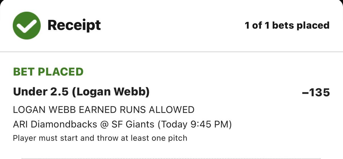 Daily @TrustTheData MLB Pick Logan Webb Under 2.5 Runs -135 Record: 13-9 (59.0%) Units: +2.60 Streak: L1 ⚾️Since 2023, Logan Webb has a 2.28 ERA at home (118.2 IP) ⚾️Since 2023, Webb has allowed 2 or less earned runs at home in 13 of 17 starts. ⚾️The Diamondbacks are batting…