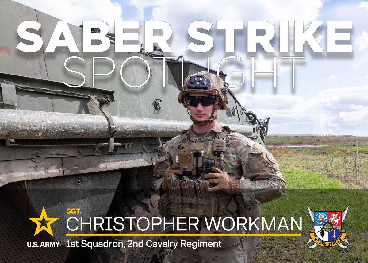 #KnowYourDefender Meet @USArmy Sgt. Christopher Workman who is assigned to #2CR, currently participating in the #DefenderEurope 24 exercise #SaberStrike 24 at the Bemowo Piskie Training Area in 🇵🇱. Workman is tasked w/ vehicle safety during live-fire exercises. #LSGE24