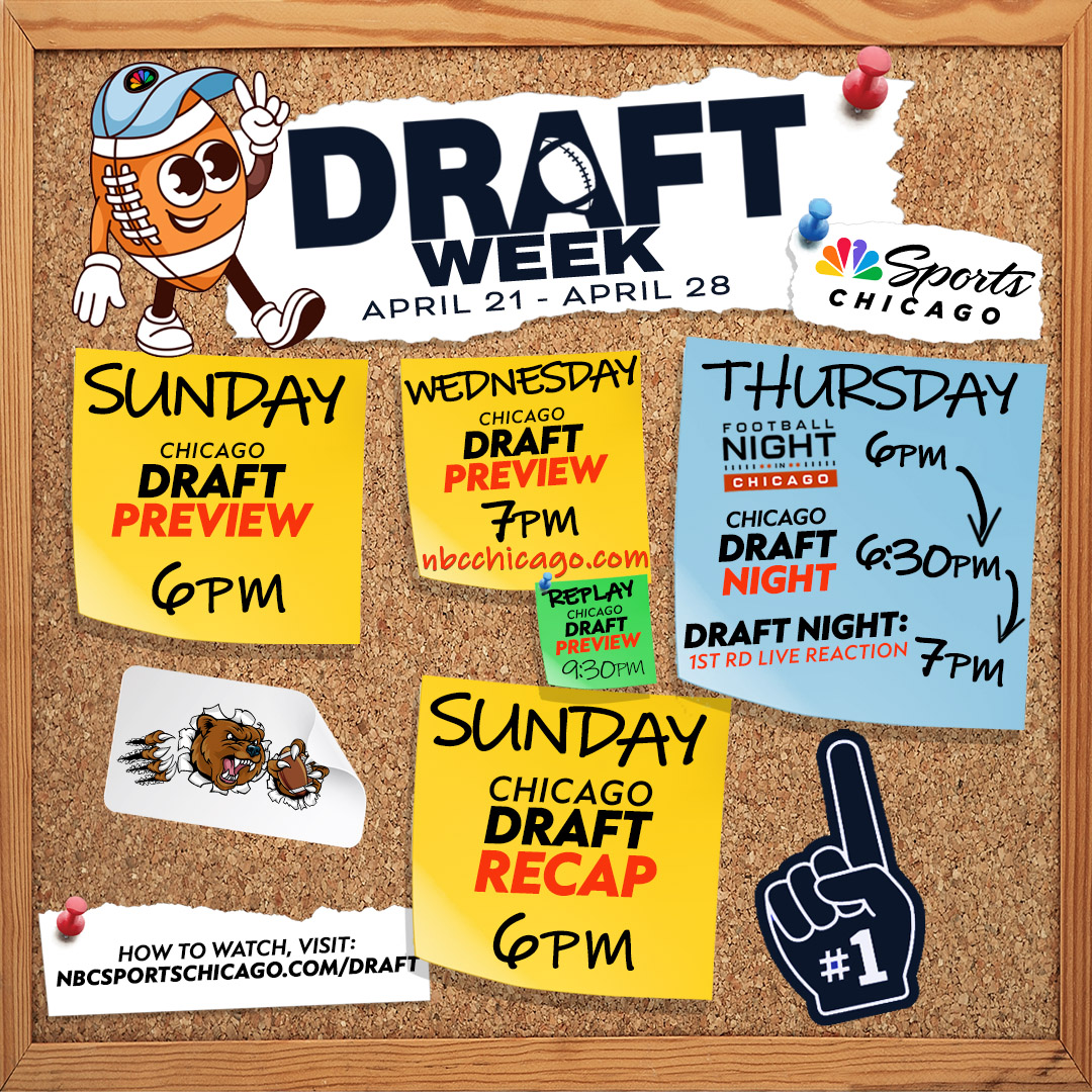 The 2024 NFL Draft is nearly here, and we are here for it! We have a jam-packed week on NBC Sports Chicago, giving you the coverage you didn't even know you needed. For more info on our coverage: trib.al/vFdZyHW