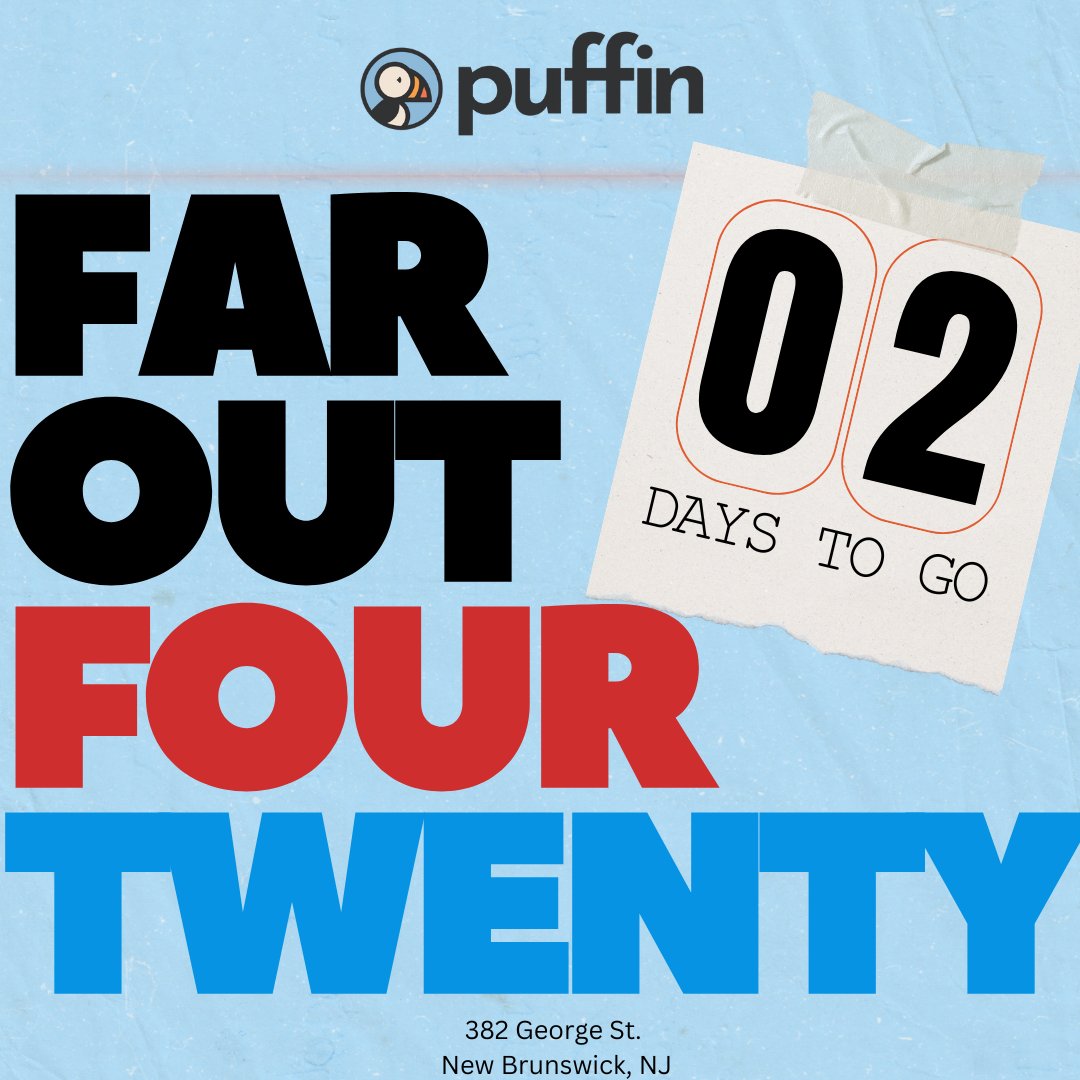 Countdown’s at T-minus 2 days until we hit the peak of groovy vibes! 🎉 

🗓️ Saturday, April 20th
⏰ 10AM - 10PM
📍 382 George St, New Brunswick, NJ

Slide in for the bash that’s too good to pass—let’s make this 4/20 a blast! 

#PuffinStoreNJ #FarOut420 #NewBrunswickNJ