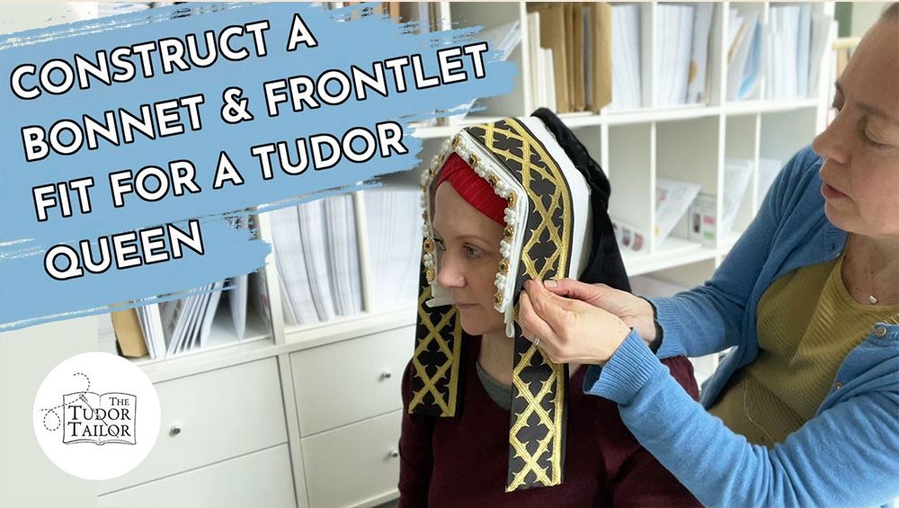 In our latest YouTube video Ninya demonstrates how to construct a bonnet &amp; frontlet fit for a Tudor queen! Later historians called this style of headdress a “gable” or “kennel” hood.

l8r.it/byz4
