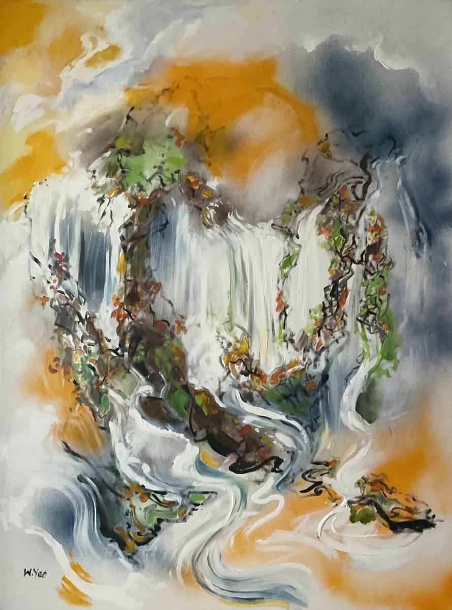 WENDY YEO 
WATERFALL IN AUTUMN SUNSET 
Acrylic on Canvas
30'x 40'

#Abstract #Figurative #Nature #Brushwork #ContemporaryArt  #ChelseaCosmoverseMasters #Exhibitions #ArtforSale #ChelseaGallery #HighlineArt #MuseumArt