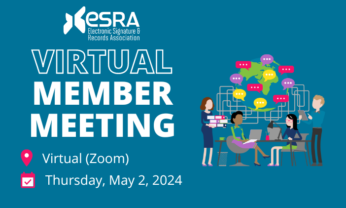 Our Virtual Member Meeting is only TWO WEEKS away! Join us on May 2nd to stay ahead of the curve on e-signature regulations, industry best practices, and emerging technologies. Register now: …icsignatureandrecords.wildapricot.org/event-5669848 #ESRA #VirtualMeeting #DigitalSignature