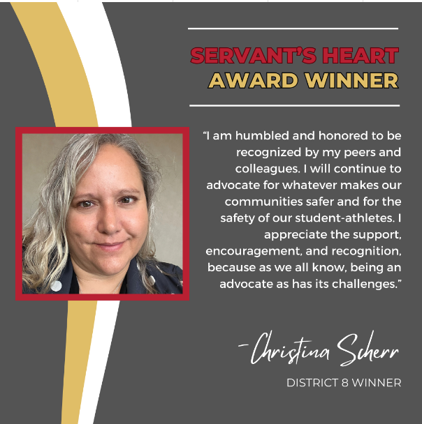 NATA_SSATC's tweet photo. Today we shine the spotlight on our District 8 Servant's Heart Award winner Christina Scherr MEd, ATC from California.  Congratulations! https://t.co/KRXbRJ5swa