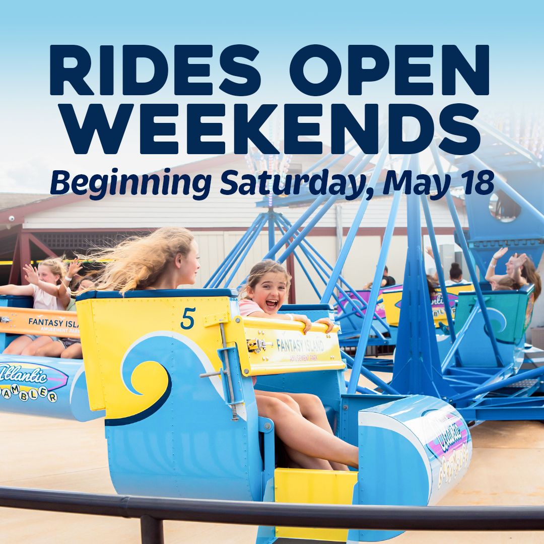 Mark your calendars!  Rides open weekends beginning Saturday, May 18!  Visit our website for hours buff.ly/30dZFjE #FantasyIslandLBI #BeachHavenNJ