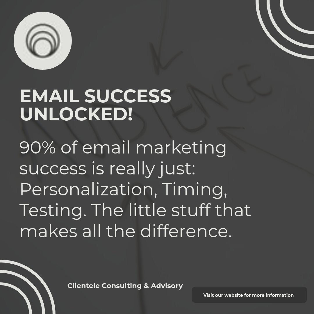 Looking to get more eyes on your emails? 💌 Remember, it's the simple habits that can drive your campaign success. Personalize, time it right, and always be testing. Want to learn more? Visit our website for more information. #EmailMarketing #CampaignSuccess #MarketingStrategies