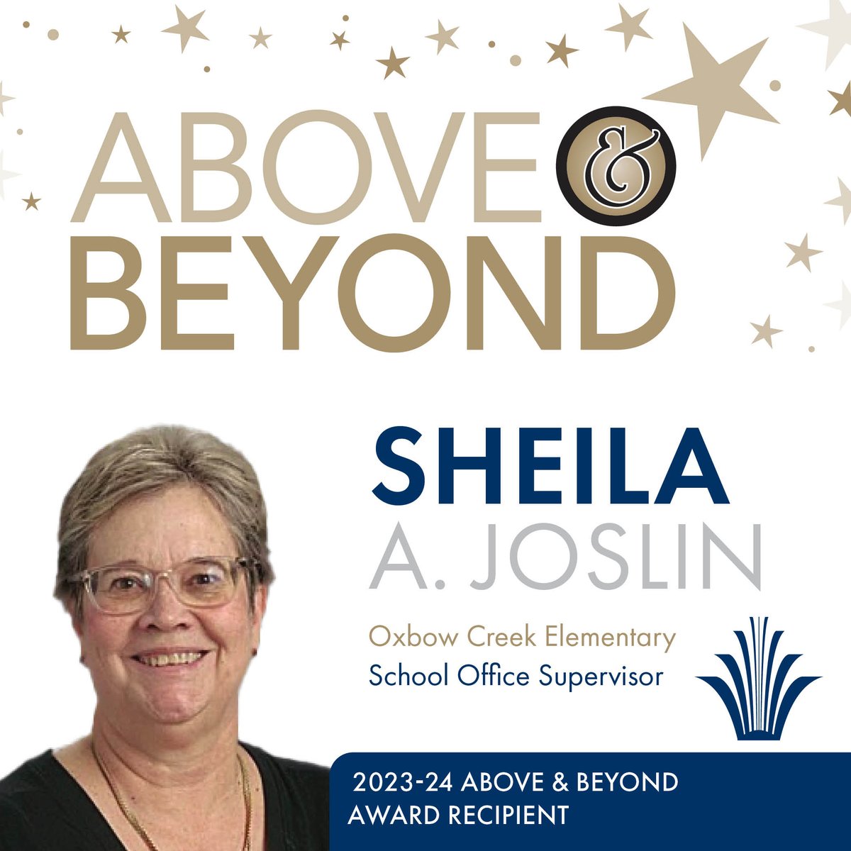 Congratulations to 2023-24 Above & Beyond Awards recipient: Sheila Joslin! Sheila is often the first point of contact for new families enrolling at Oxbow Creek, or a friendly face for families and students with questions or concerns. Read more: bit.ly/442PzkJ