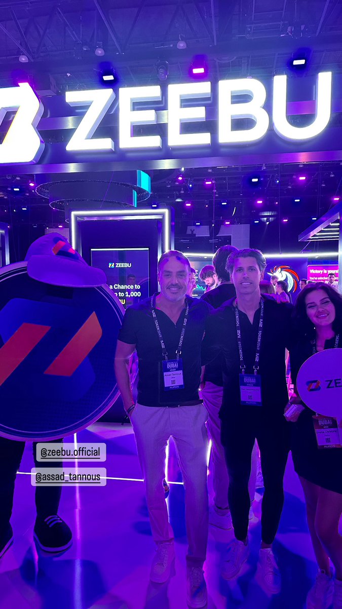 SeandemosG's tweet photo. First day of Token2049 Dubai, everything seemed to be popping off at the Zeebu Booth. 

@zeebuofficial @token2049 @ogmedia_group @AsennaWealth https://t.co/QAMMAhUe2P
