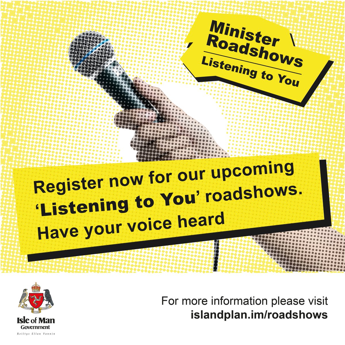 📢 Register for the upcoming 'Listening to You' roadshows. It's your opportunity to have your voice heard by Government Ministers. 👉 Visit islandplan.im/roadshows