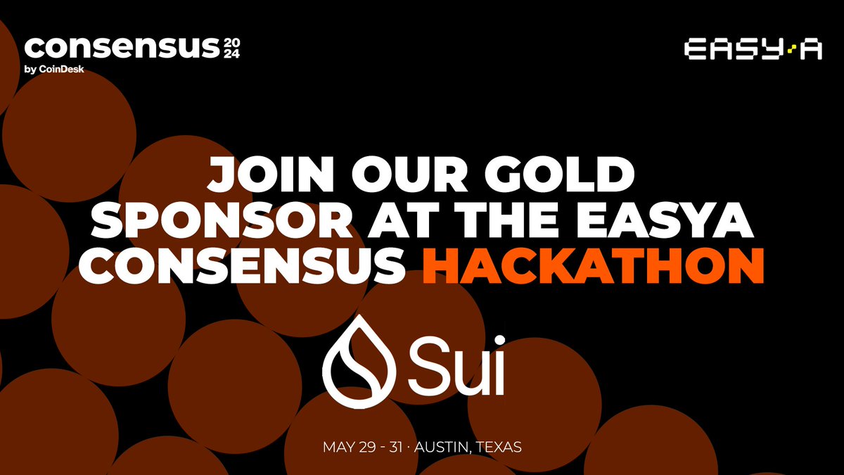 We're thrilled to have @SuiNetwork as a Gold sponsor for the @easya_app #Consensus2024 Hackathon. 

Let’s shape the future together. Register by April 19 for priority access. 🔗 consensus2024.coindesk.com/hackathon/?ter…