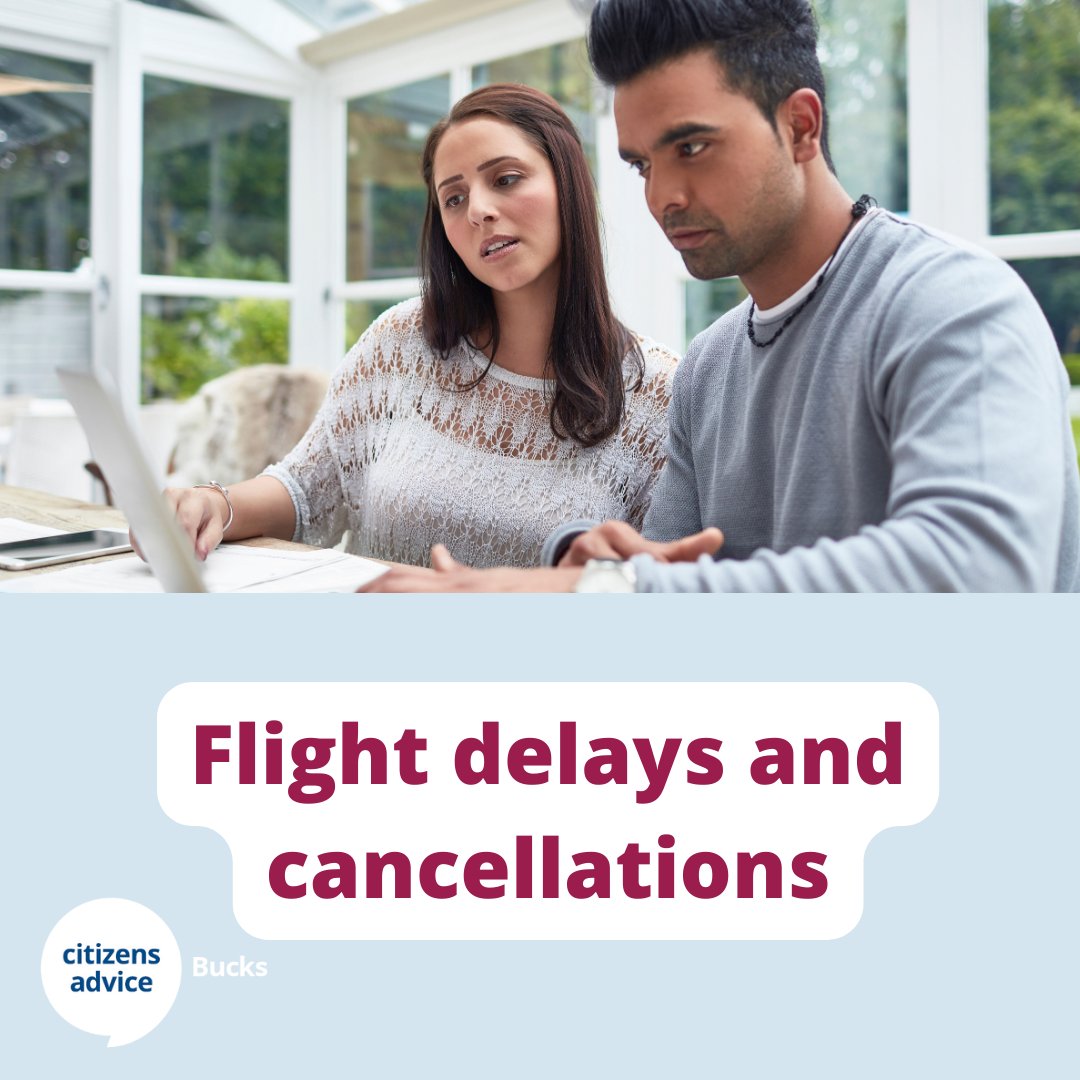 If your flight’s been delayed or cancelled, you could get compensation. What you’re entitled to depends on how long you were delayed for.  We can help you work it out ⤵️ citizensadvice.org.uk/consumer/holid… #citizensadvicebucks #citizensadvice #buckinghamshire