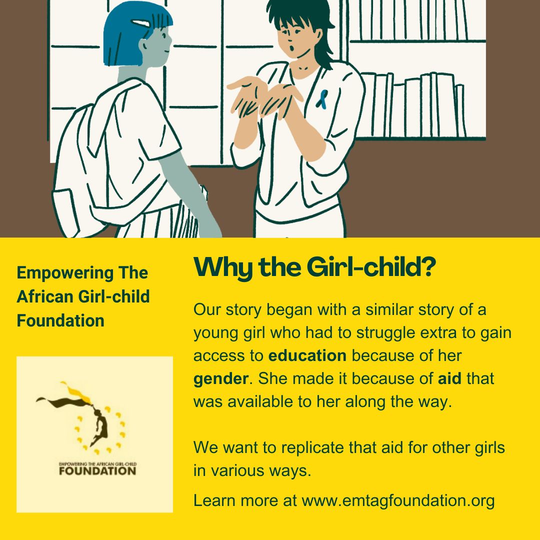 EMTAGFoundation's tweet photo. Our new project #Giftsproject is set to empower young girls in primary and secondary school to complete their education. Learn more at https://t.co/WLP5WjcN1o

#GirlsEducation #Education #QualityEducation https://t.co/GKDaCEfeNn