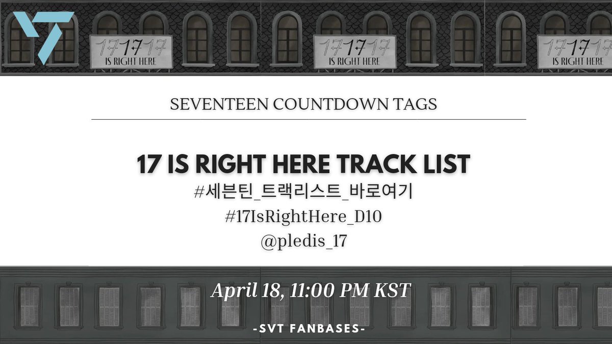 [#TREND] CARATS!! later at 00.00 drop your favorite tracklist with the tags to hype up!! Are you ready? 👉 17 IS RIGHT HERE TRACK LIST 🇰🇷 #세븐틴_트랙리스트_바로여기 🌎 #17IsRightHere_D10 @pledis_17 ⏰NOW!!