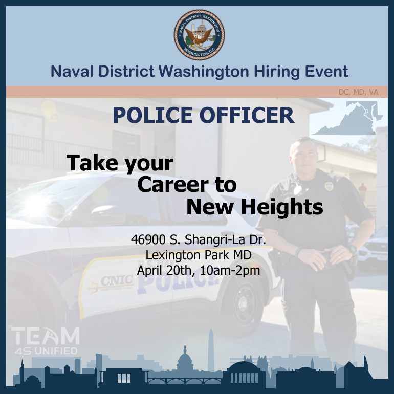 Sat, Apr 20th, 2024 / 10am-2pm / 46900 S. Shangri-La Dr. Lexington MD / #FederalEmployment #NavyJobs #FrontDesk #JobsNow