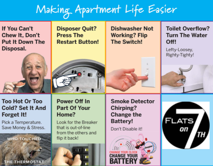 Thursday Maintenance tip! Here are some helpful tips to save on costly repairs- Flats on 7th offers 24 hour emergency maintenace!😊😁 #maintenance #Helpfultips #Apartmentliving