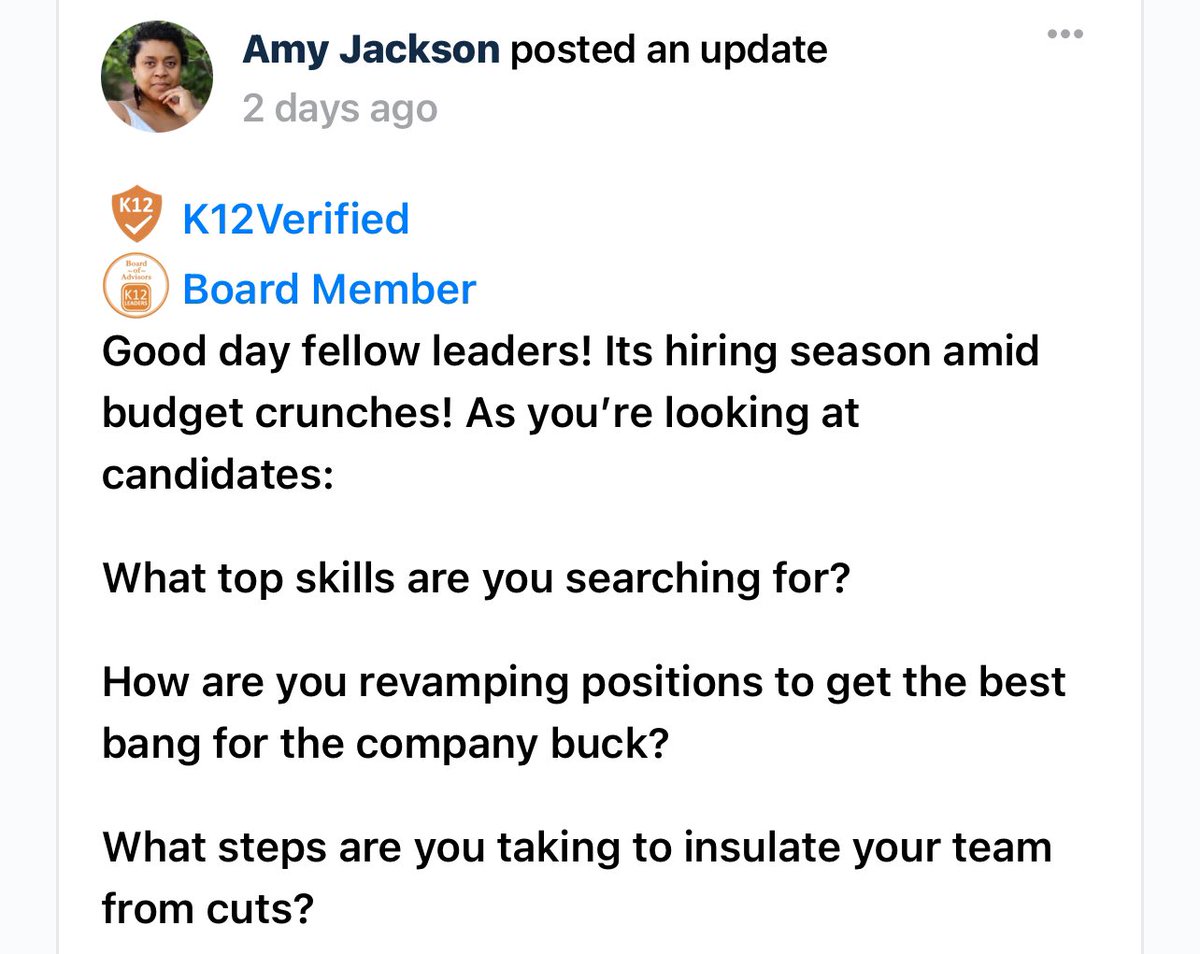 Great question shared by Advisory Board member Dr. Amy Jackson <a href="/techyouverymuch/">Dr. Amy Jackson</a> on K12Leaders.com. Stop by and weigh in on this important topic! 

You haven’t joined?? Well, now’s the time, we’ve been waiting for you!!