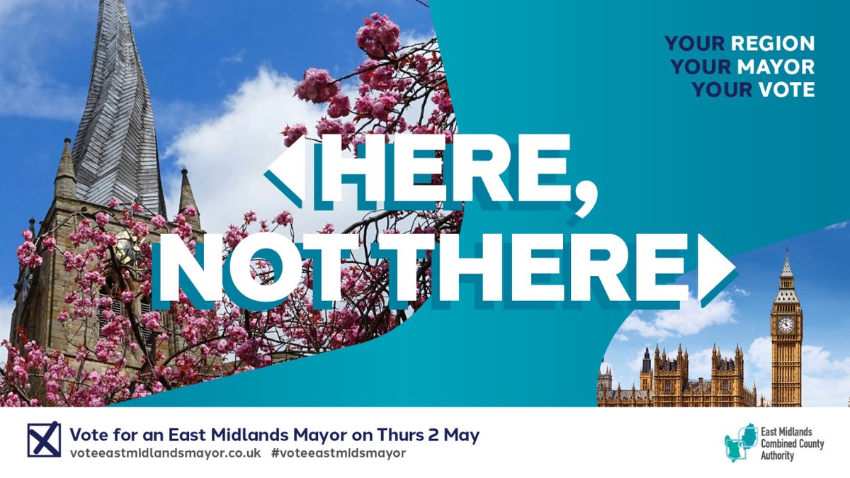 🗳 The creation of the new East Midlands Combined County Authority is all about ensuring the big decisions about our future are made in the East Midlands.  You can vote for the Mayor to lead the new authority on Thursday 2 May. Find out more by visiting: voteeastmidlandsmayor.co.uk