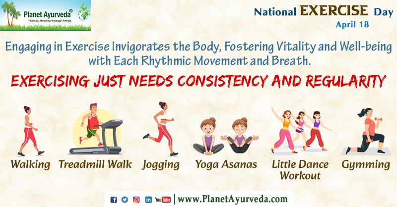 National Exercise Day - April 18
#NationalExerciseDay #ExerciseDay #Exercise #RegularExercise #Exercising #Walk #Walking #TredmillWalk #Jogging #YogaAsanas #DanceWorkout #Dance #Gymming #HealthyLifestyle #HealthTips #HealthyRoutine #NationalExerciseDay2024