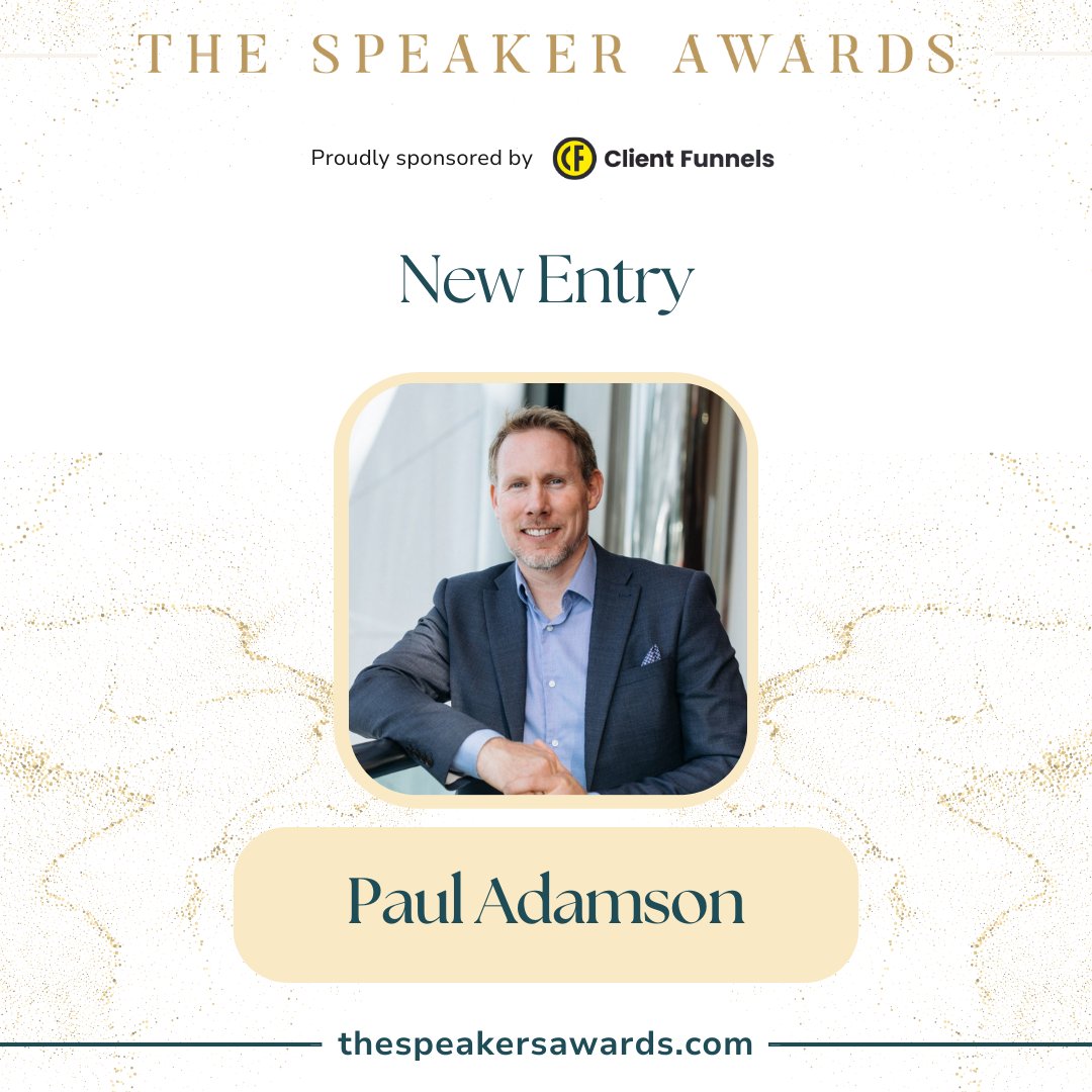 Congratulations to Paul Adamson(@PAdamsonSpkr) for joining The Speaker Awards 2024 sponsored by ClientFunnels!

Entries close April 21. Don't miss your chance: thespeakersawards.com

#TheSpeakerAwards #PublicSpeaking