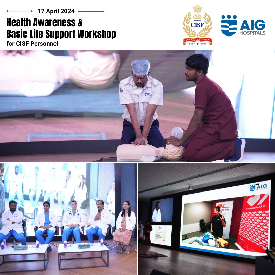 The Central Industrial Security Force (CISF) stands as a beacon of unwavering dedication and excellence in safeguarding India's critical infrastructure and assets. AIG Hospitals organized a special health awareness and BLS training workshop for #CISF personnel. Pertinent health