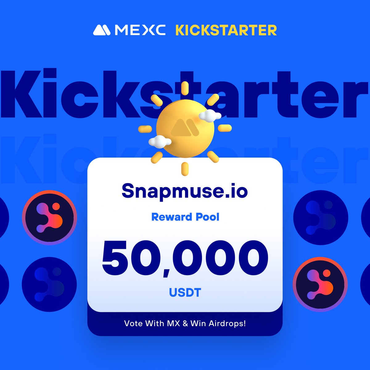 .@snapmuseio, the web3 funding platform of the entertainment industry, is coming to #MEXCKickstarter 🚀 

🗳Vote with $MX to share massive airdrops 
📈 $SMX/USDT Trading: 2024-04-19 13:00 (UTC)  

Details: mexc.com/support/articl…