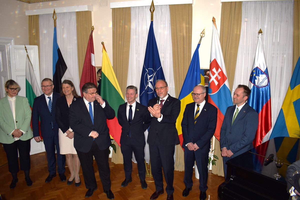 Proud to host a joint Reception to mark 20 years since Bulgaria, Estonia, Latvia, Lithuania, Romania, Slovakia and Slovenia joined #NATO. Thank you Minister @PlJonson,  high ranking Swedish officials and allied ambassadors for your participation.  
@MAERomania #StrongerTogether