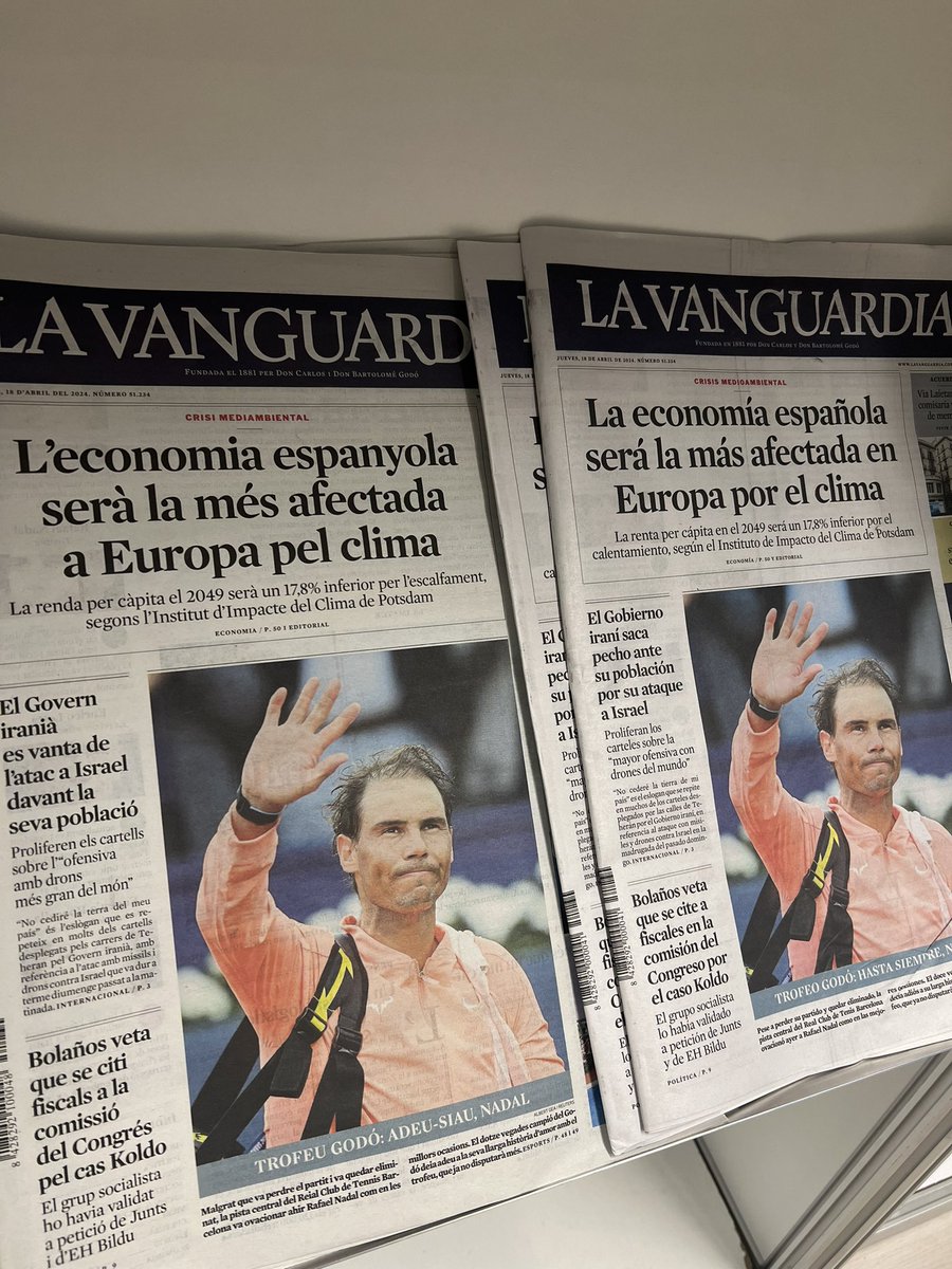 Significantly quieter on site at the Barcelona Open so far today, as the Catalan press bids farewell to Nadal too.