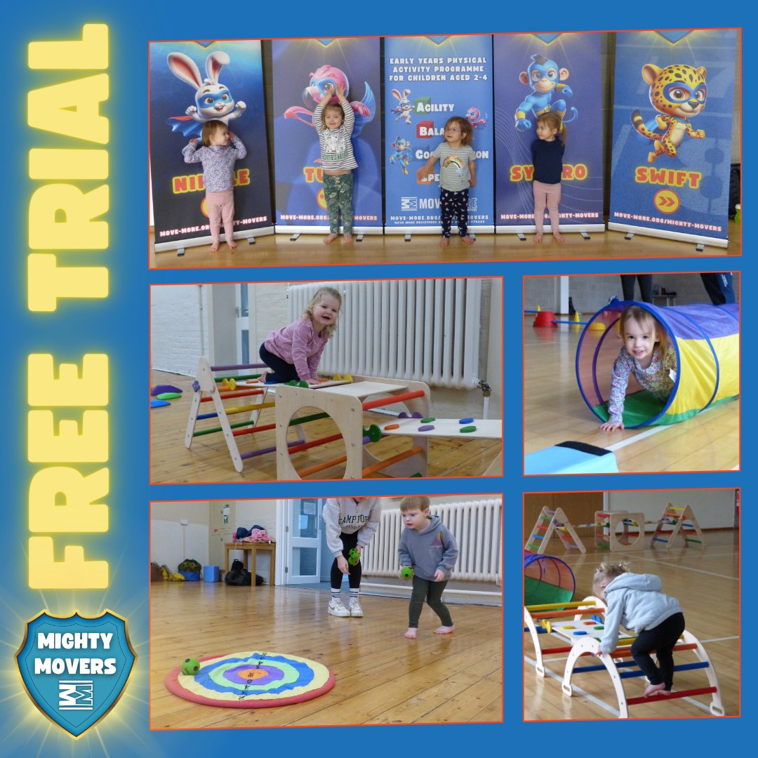 BOOK YOUR FREE TRIAL! #MightyMovers is our new early years activity programme for 2-4 year olds. Wednesday's at #BishopsCleeve and Friday's in #Tewkesbury move-more.org/mighty-movers