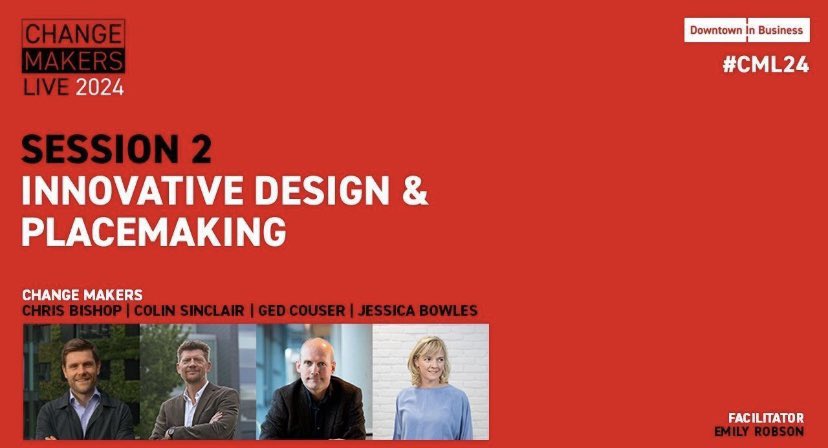 DowntownBusines's tweet photo. Our second panel of the day at #CML24 hosted by Emily Robson, @KQLiverpool features insights from @gedcouser, @colindsinclair and @jessicacb10 and Chris Bishop, @muse_places who will be discussing Innovative Design and Placemaking. https://t.co/R1S2mqPHUc