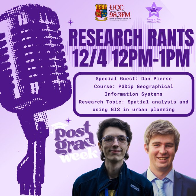 'It seemed like too good an opportunity to turn down.' @DanJBPierse shares his experiences on the HCI-funded PG Dip in Geographical Information Systems, specialising in urban planning. Listen to 'Research Rants' with @UCCSUPostgrad. open.spotify.com/episode/01sJo8…