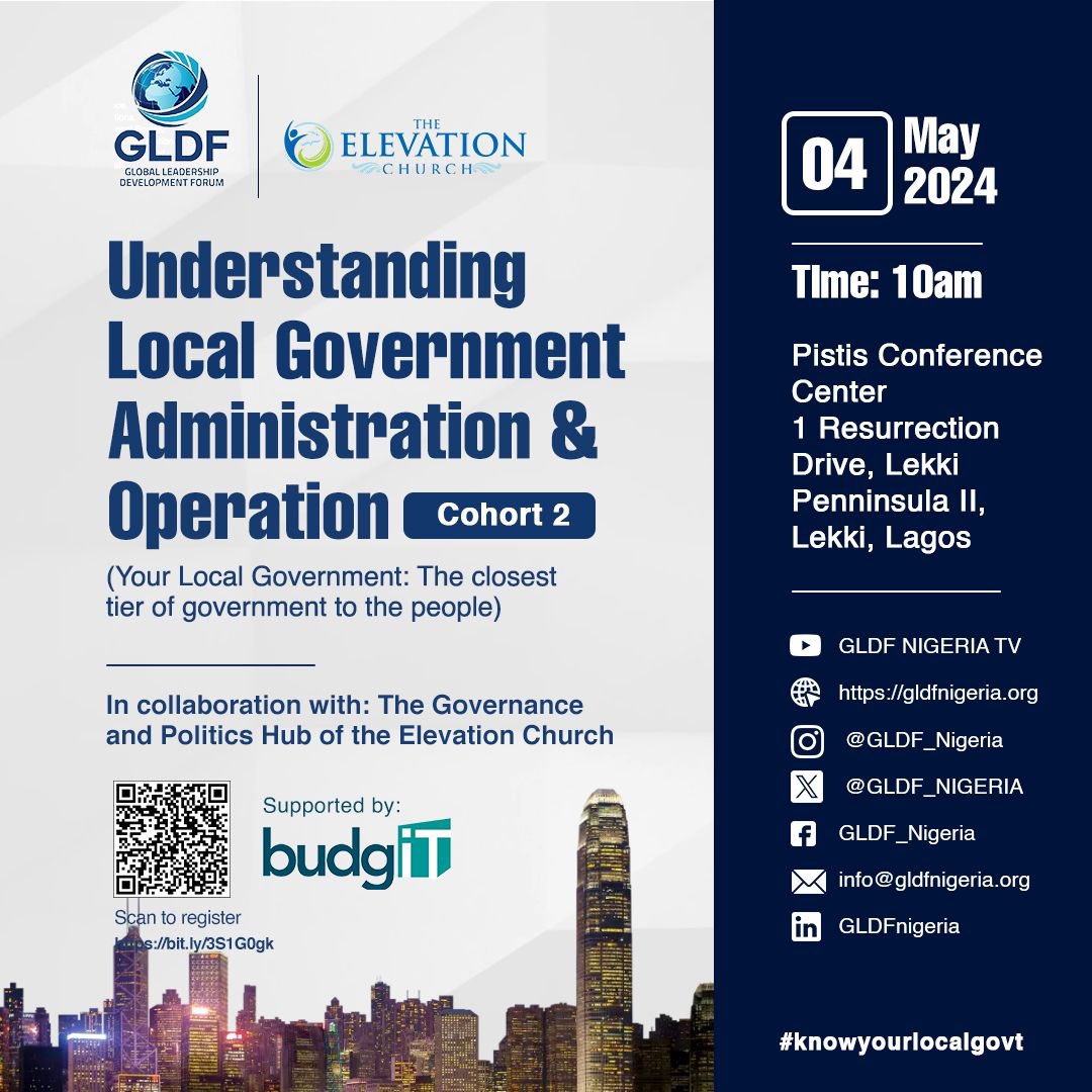 Our partners, GLDF will be hosting the 2nd cohort of Understanding Local Government Administration/Operations. Get informed on how to participate and engage the Local Government Administration by registering for this cohort. Date: 4th of May 2024 Time: 10am Training is FREE