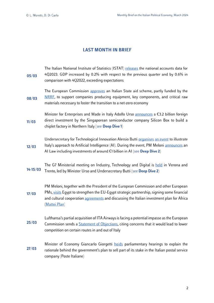 LUHNIP's March 2024 Brief on Italian #PoliticalEconomy is out, featuring:
- Silicon Box's €3.2 billion investment in semiconductor industry
- Italy's approach to AI
- Women's condition in the Italian labor market
👉🏻Download: bit.ly/4b3s9hL
#ChipsAct #AI #LaborMarket