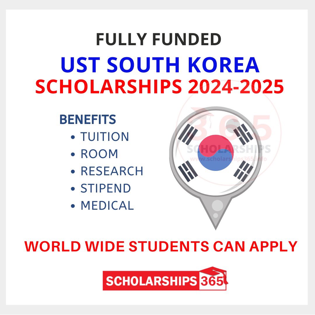 Fully Funded UST South Korea Scholarship 2024 for World Students for Study in Korea at UST!

👉Apply Link: scholarships365.info/ust-south-kore…

Degree: Multiple Programs

Offers
✅Tuition
✅Stipend
✅Housing
✅Research
✅Medical

Multiple Deadlines

#scholarships365 #scholarship #studyabroad