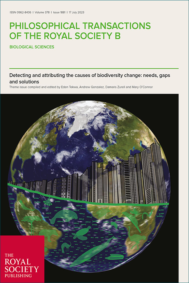This #PhilTransB theme issue looks at ‘Detecting and attributing the causes of #biodiversity change: needs, gaps and solutions’. Read here: bit.ly/PTB1881